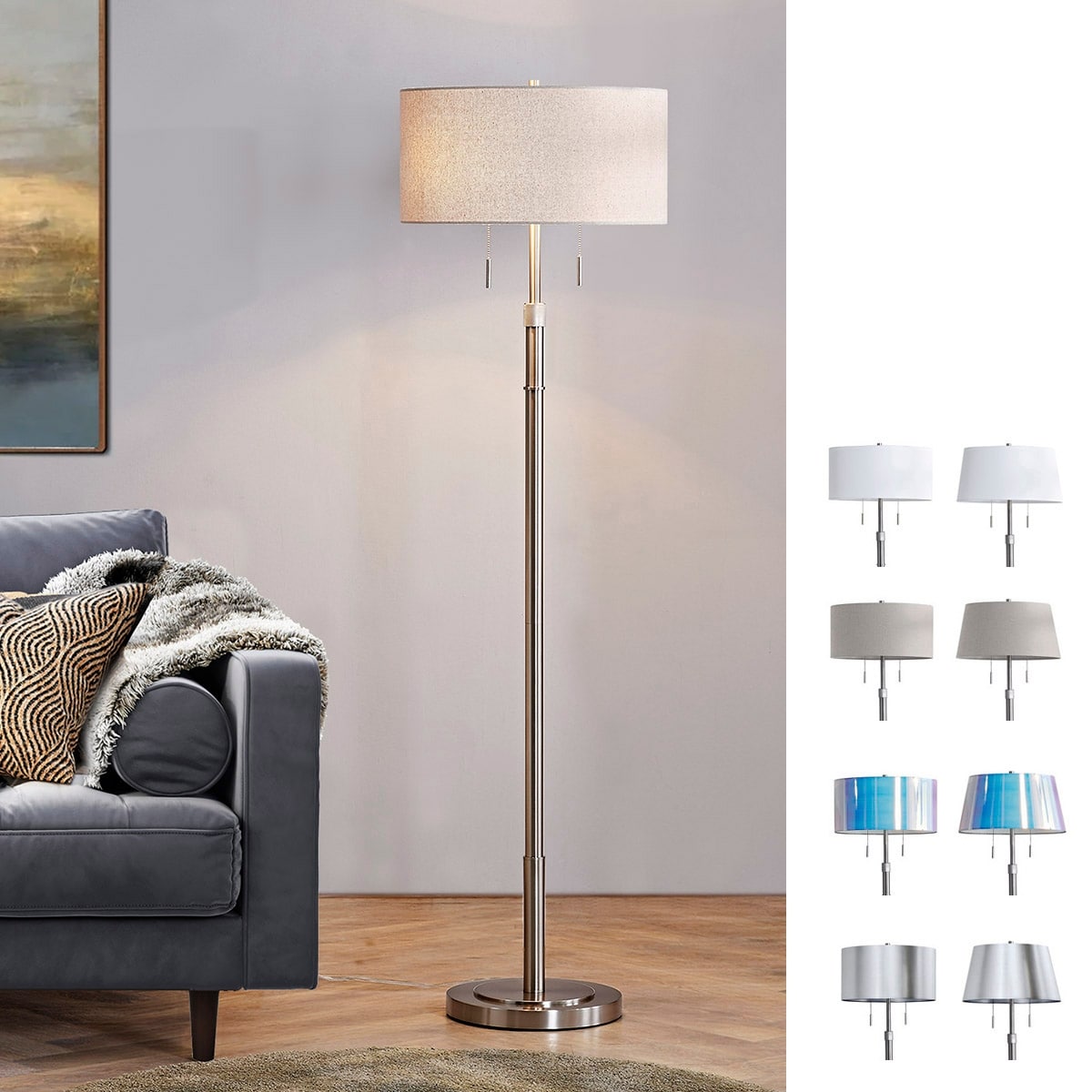 The Grande 55"~66"H Adjustable Floor Lamp_Brushed Nickel