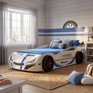 Furniture of America Laszlo Modern Race Car-Shaped Twin Bed with Trundle