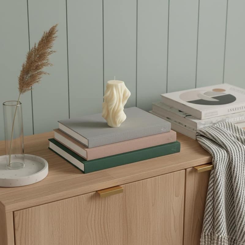 4" White Sandalwood Scented Dimensional Twist Candle - White