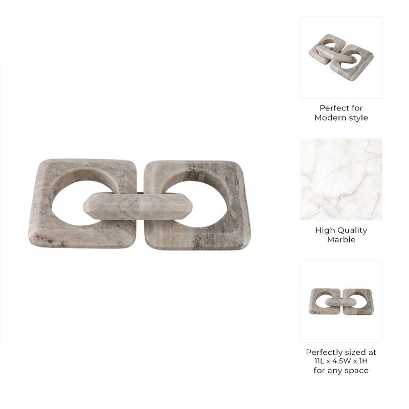 Sagebrook Home 11" 3-link Onyx Marble Chain, Beige, 1"H - 11" x 4.5" x 1"