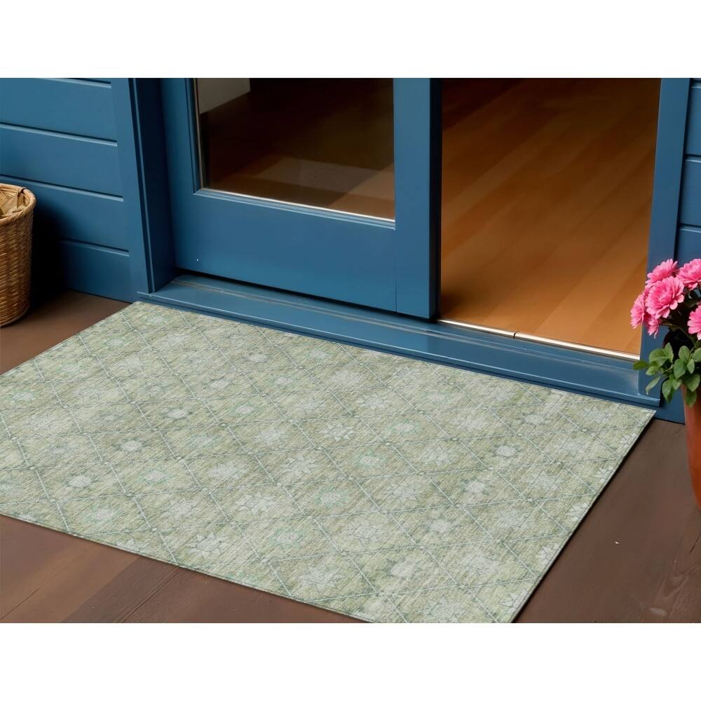 HomeRoots Floral Transitional Rectangle Outdoor Rug