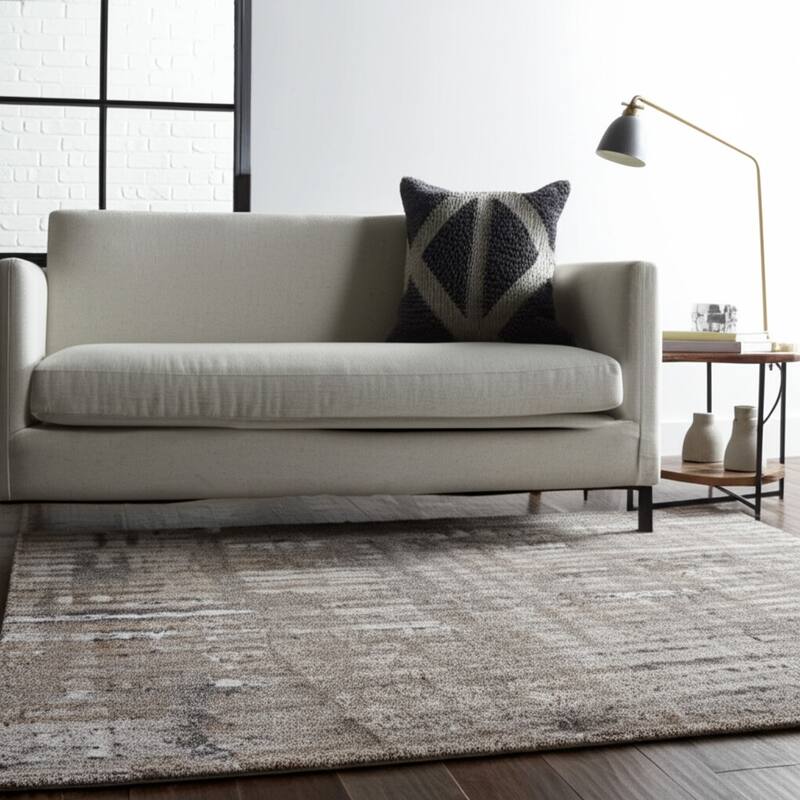 HomeRoots Abstract Industrial Rectangle Area Rug - 90.00 in. x 60.00 in.  x 1.00 in.