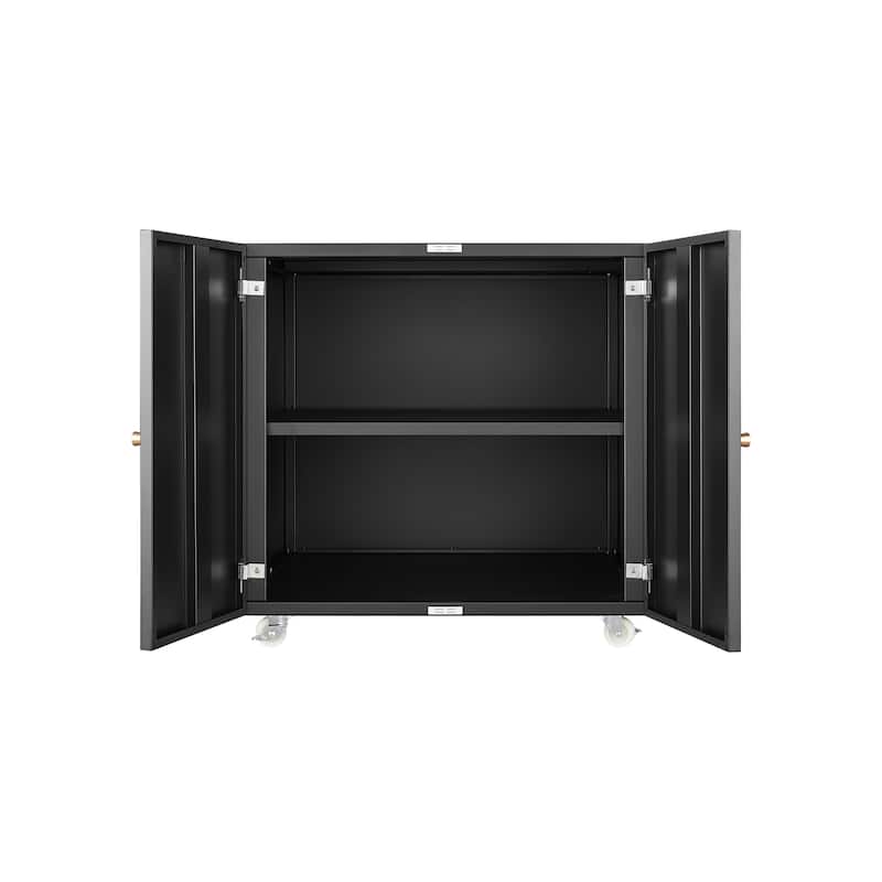 Metal Double-Door Printer Cabinet - 360° Lockable Casters, Crafted From Steel
