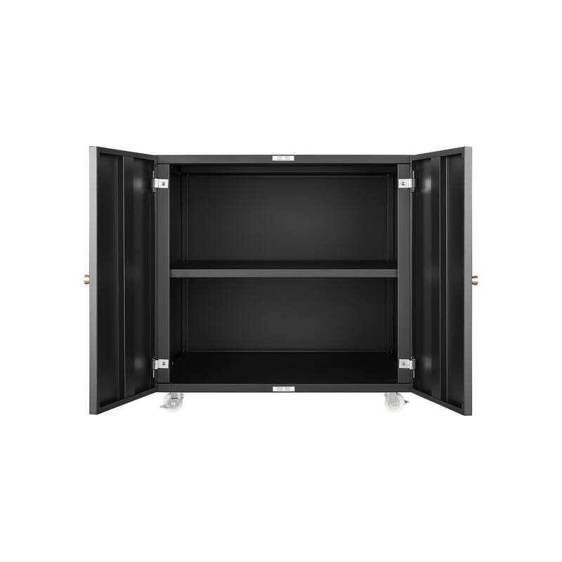 Metal Printer Stand with Storage Mobile Printer Tables for Small Spaces with Door Adjustable Shelf File Cabinet on Wheels