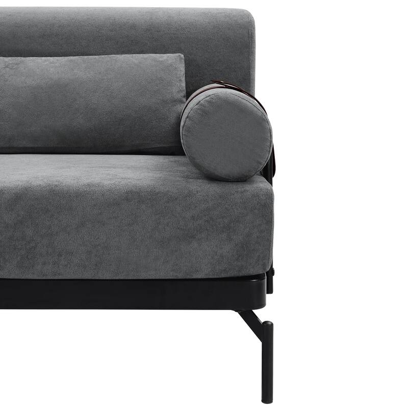 59" Chenille Modern Loveseat Sofa with USB Charging Ports, Cylindrical Armrests, and 440lb Capacity