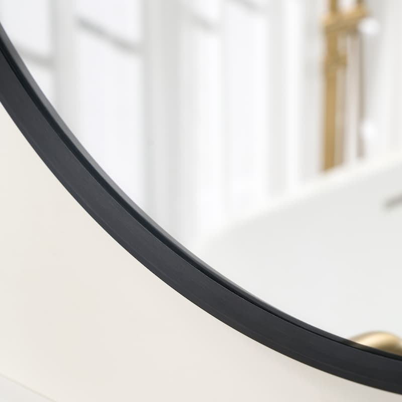 Bathroom Round Anodized Aluminum Framed Wall Vanity Mirror,Matte Black
