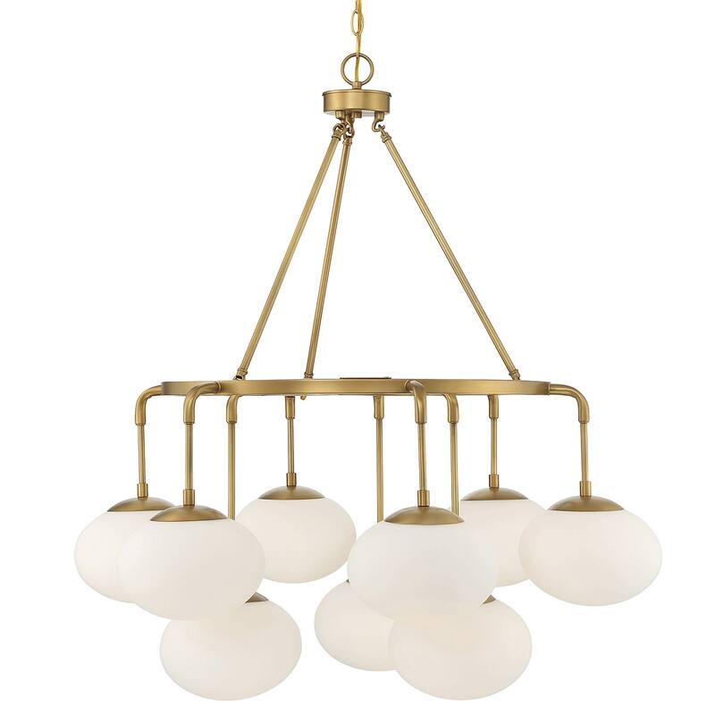 Meridian M10098 9 Light 34" Wide Chandelier - Natural Brass