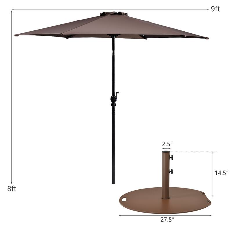 Gymax 9 Ft Patio Table Market Umbrella Yard Outdoor w/ Heavy-duty