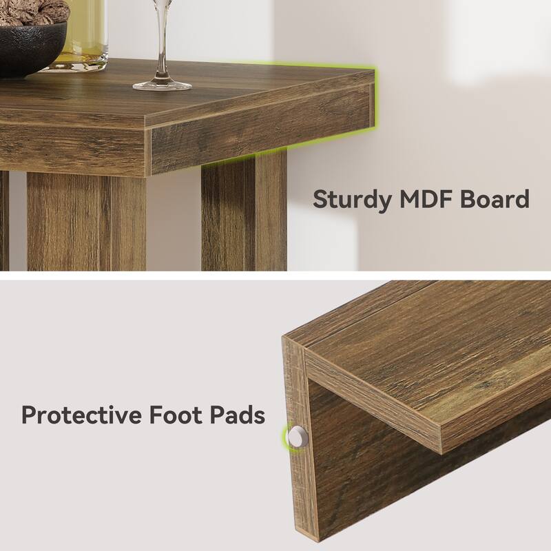 23.6'' Small Bar Table, 2-Tier Square Pub Bistro Table with Storage