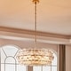 preview thumbnail 1 of 9, KAWOTI 6-Light Drum Glass Chandelier Pendant Lights Gold