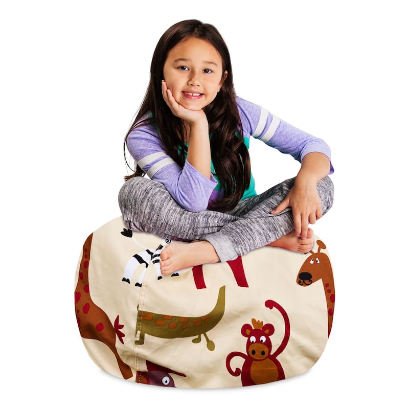 Kids' Stuffed Animal Storage Bean Bag Chair Cover or Toy Organizer