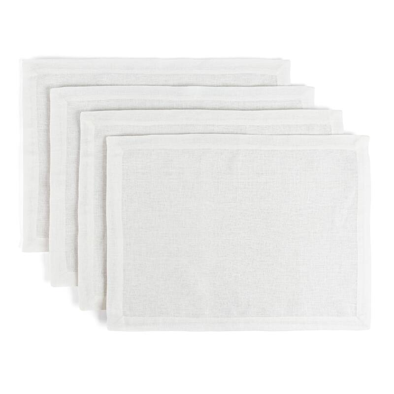 over&back 100% Linen Woven Placemats - Machine Washable - Set of 4 - Ivory