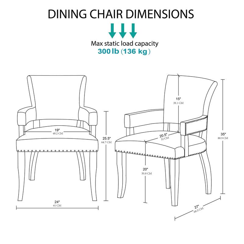 Madison Park Dawson Upholstered Dining Chair with Padded Arm