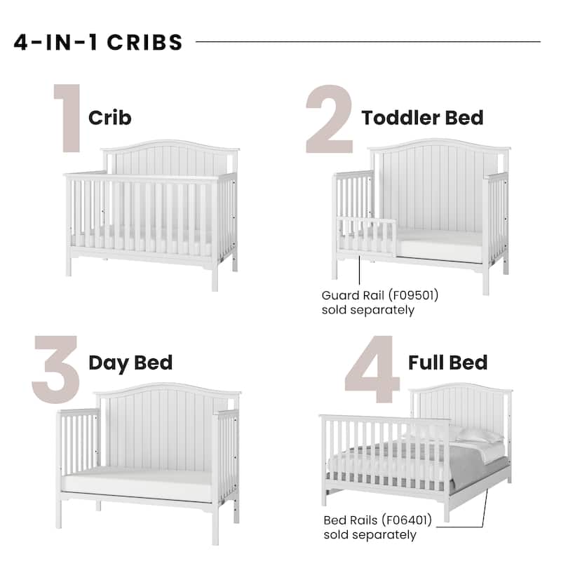 Forever Eclectic Hampton Arch Top 4-in-1 Convertible Crib