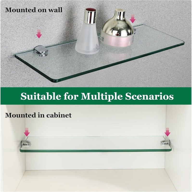Floating Glass Shelves for Bathroom, Tempered Glass Shelf
