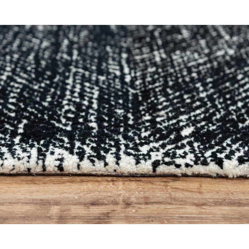 Alora Decor Trace Black and Ivory Geometric Hand-tufted Wool Rug