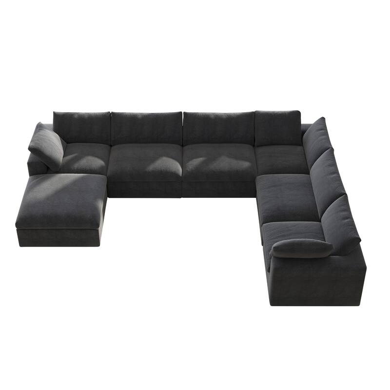 Cloud Couch Modular Sectional Sofa Oversized Down Filled Corner 7 Seater L-Shaped Couch with Ottoman for Living Room Set