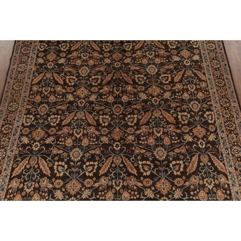All-Over Brown Mood Persian Vintage Area Rug Handmade Wool Carpet - 8'5"x 12'0"