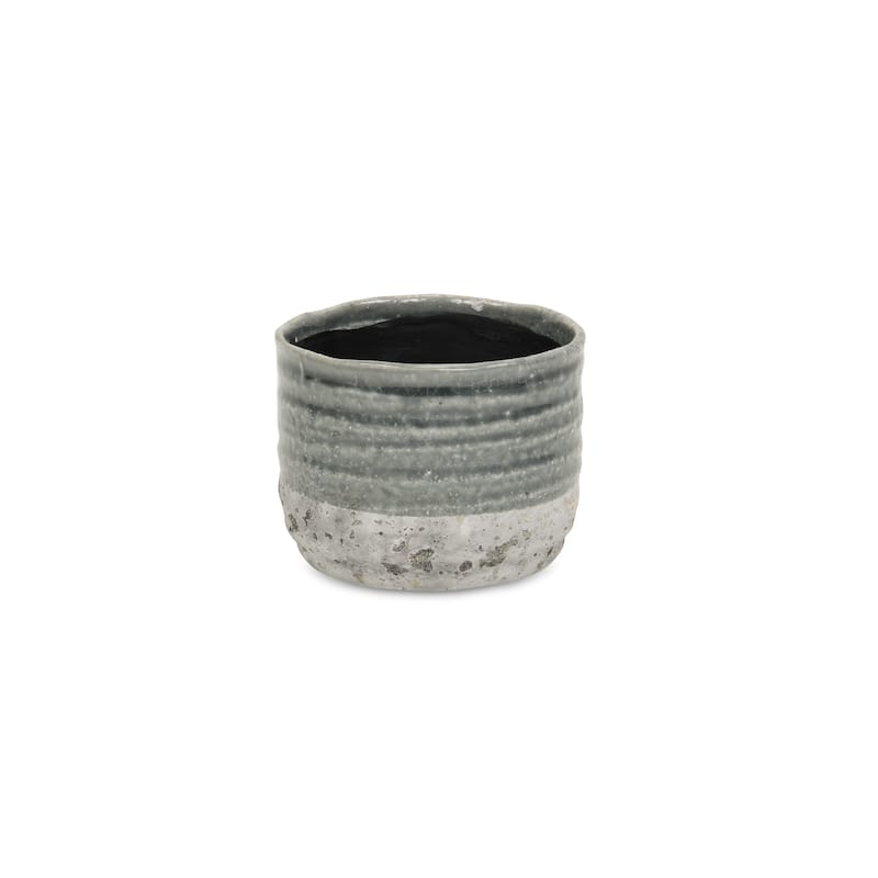 Medea Gray Ceramic Two-toned Round Pot