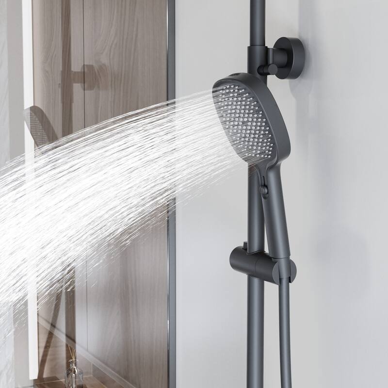 Modland Wall Mount 3-Function Shower System with Waterfall Tub Spout Adjustable Slide Bar,Handheld Shower