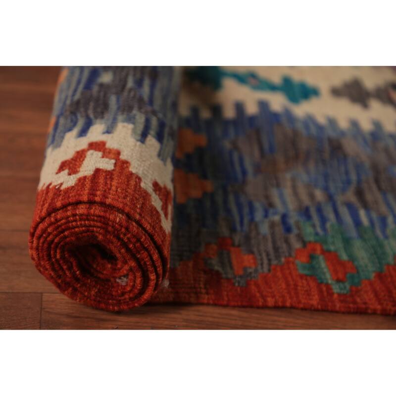Kilim Oriental Large Rug Hand-Woven Multi-Color Wool Carpet - 10'2"x 16'1"
