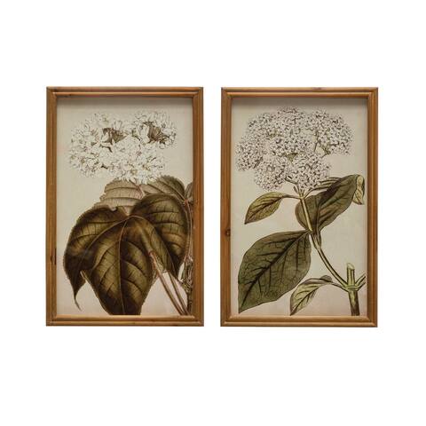 Wood Framed Hydrangea Prints with Glass Covers