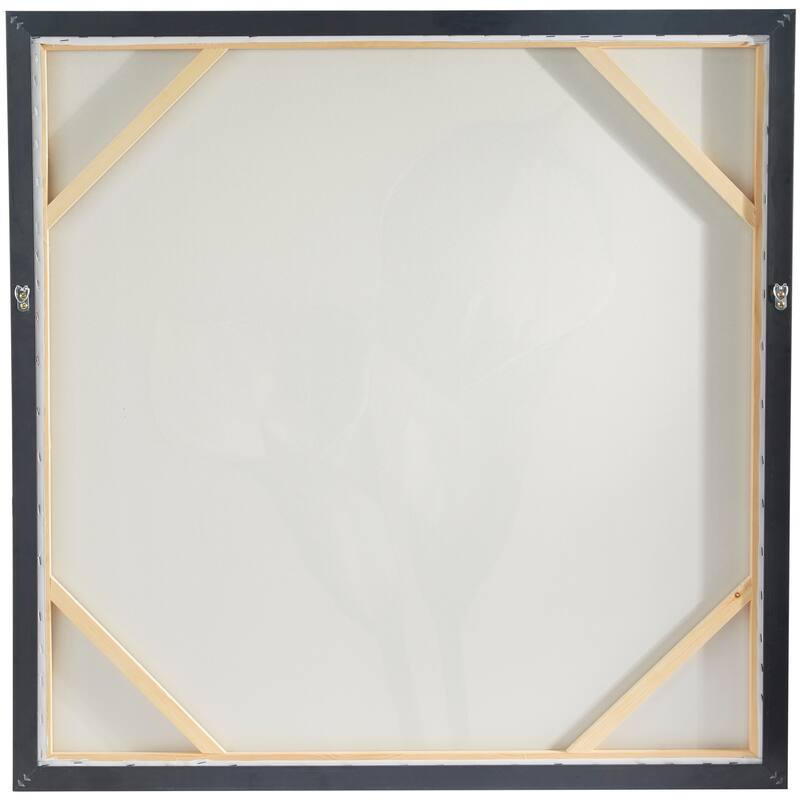 White Canvas Shaded Tulip Floral Framed Wall Art with Black Frame