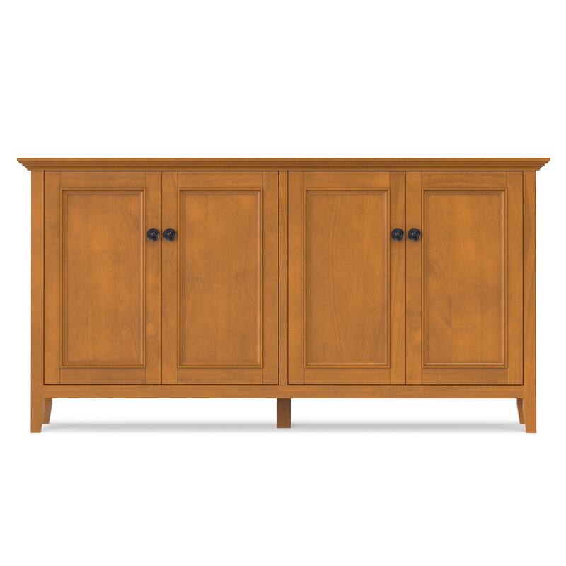 WYNDENHALL Halifax SOLID WOOD 66" Wide Transitional Wide 4Door Storage Cabinet - 18"d x 66" w x 34"h