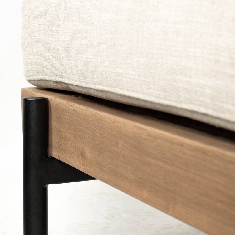 Colburne I Beige Fabric w/ Light Brown Solid Wood & Black Iron Frame Accent Chair - 40.5"W x 40.5"D x 32.2"H