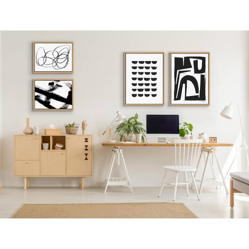 Kate and Laurel Sylvie Modern Abstract Framed Canvas Set