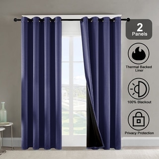 Pro Space Indoor Completely Blackout Curtain Grommets with Coating, 2 Panels