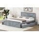 preview thumbnail 17 of 22, Queen Size Durable Pine Wooden Platform Bed Frame with 4-Storage Drawers, Support Legs and Headboard, Easy to Assemble, White