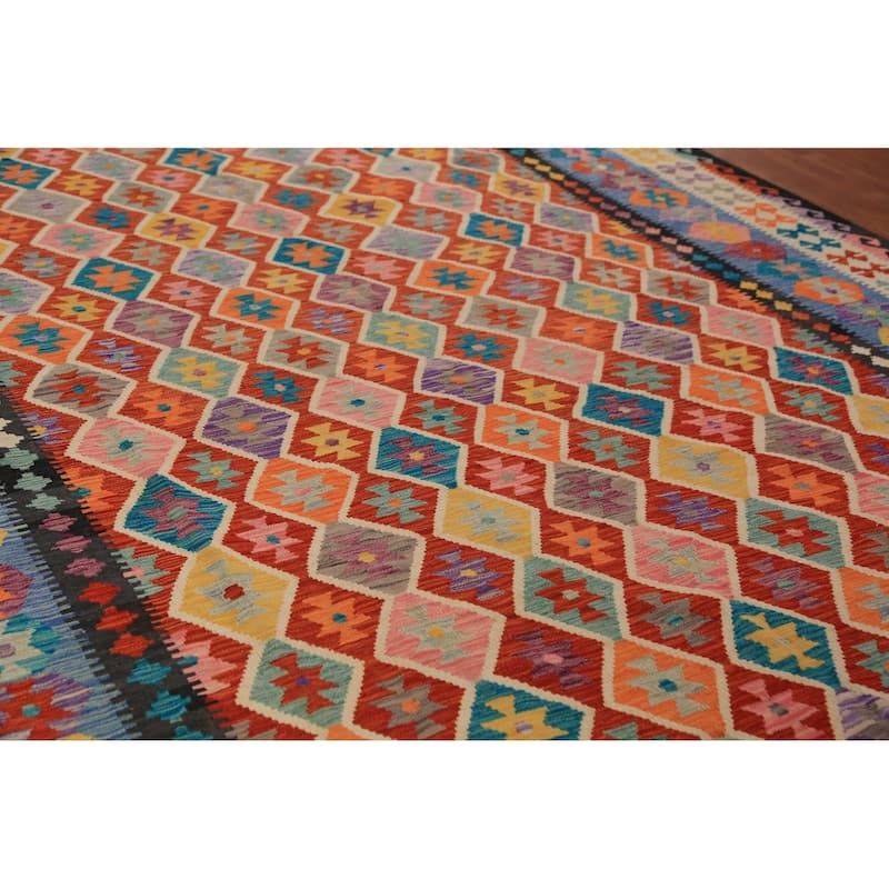 Palace Size Trellis Kilim Oriental Rug Flatweave Wool Carpet - 10'0"x 15'7"