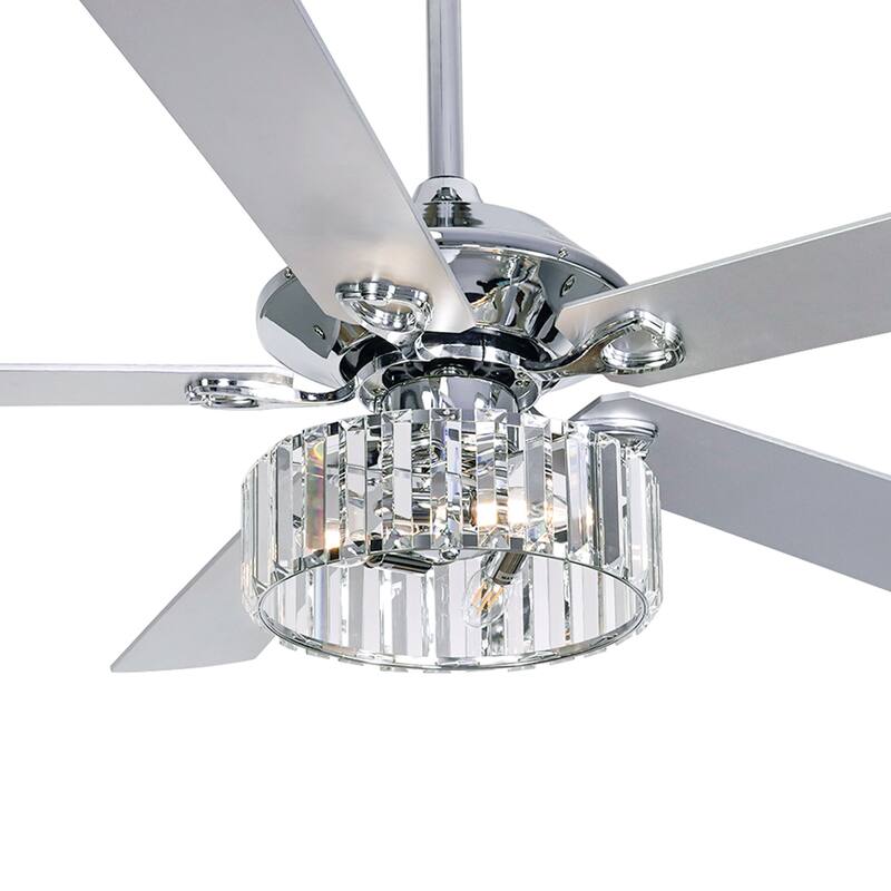52 Inch Chrome Ceiling Fan with Lights and Remote(5-blade)
