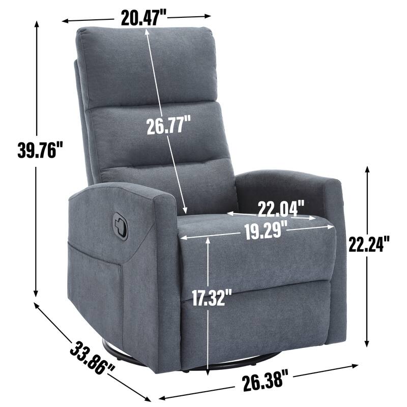 Roomfitters Swivel Rocker Recliner Chair Manual 360 Degree Glider Lounge Sofa Padded Fabric Armchair for Living Room