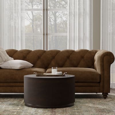 2-Drawer Round Coffee Table - 30" - Chestnut Finish