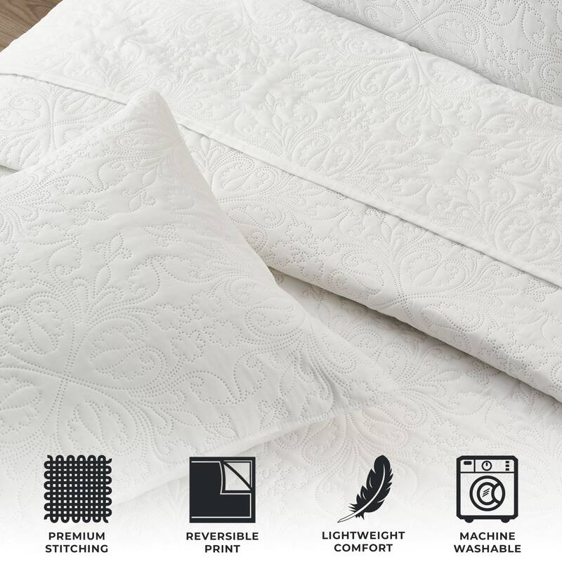 Premium Intricate Pinsonic Microfiber Quilt Set With Shams