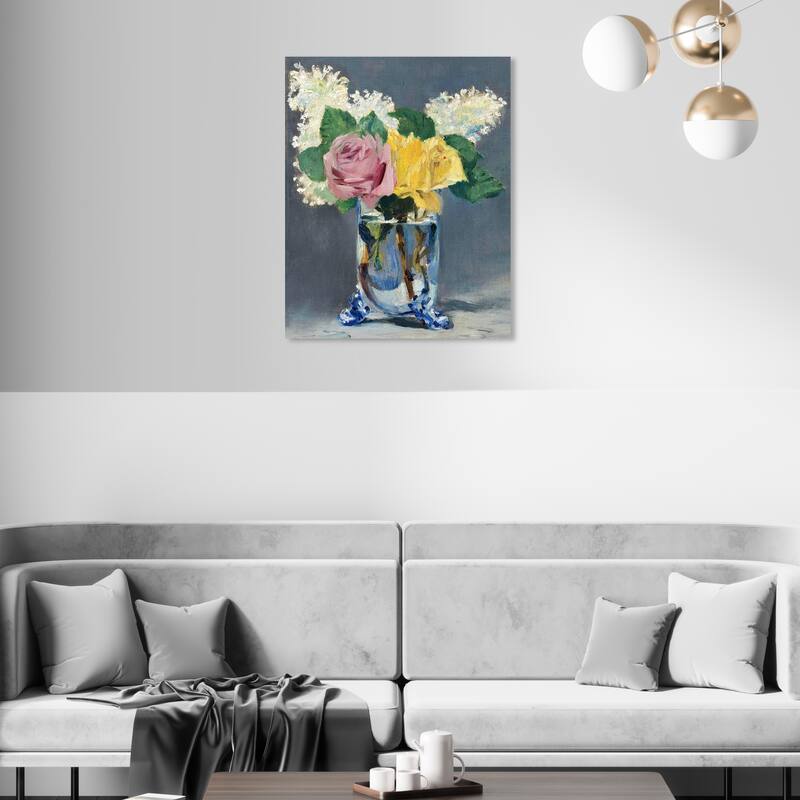 Wynwood Studio Floral and Botanical Edouard Manet - Lilacs and Roses Yellow and Traditional Wall Art Canvas Print - 20 x 16