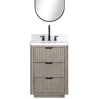 Cadiz Bathroom Vanity in Fir Wood with Composite top and Mirror