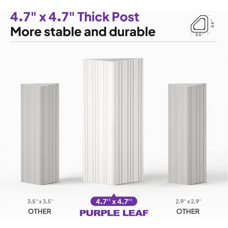 PURPLE LEAF Patio Hardtop Gazebo Pro for Outdoor Grey Galvanized Steel Double Roof White Aluminum Poles