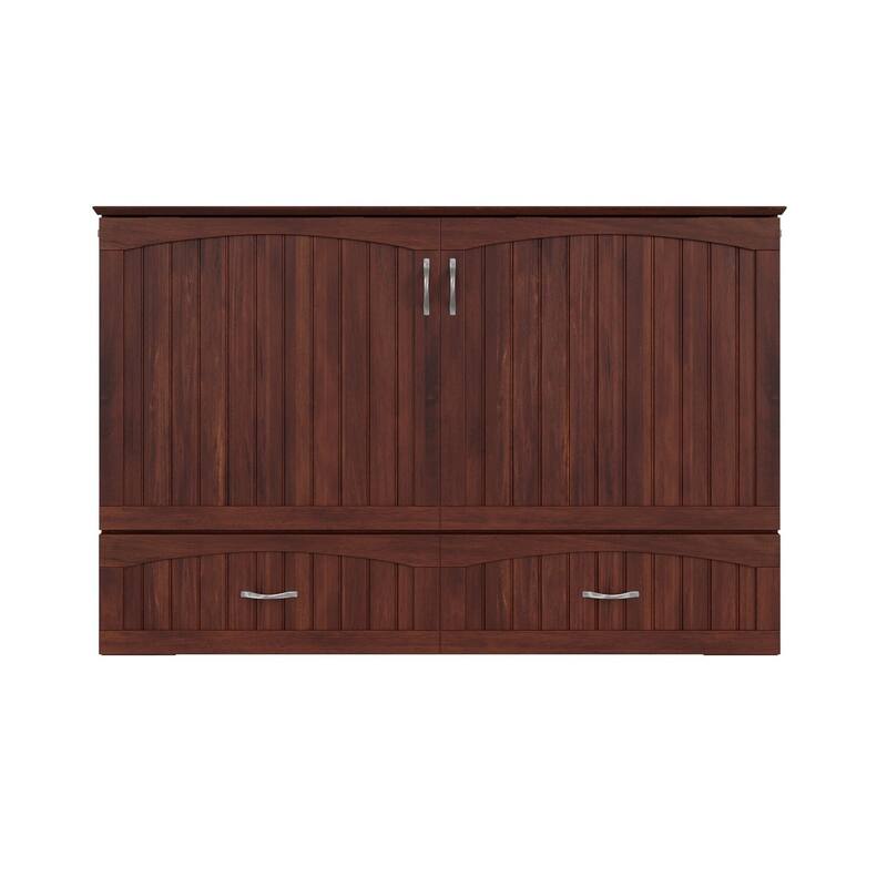 Murphy Bed Chest Full - Memory Foam Mattress, Charging Station & Storage - Space Saving Furniture