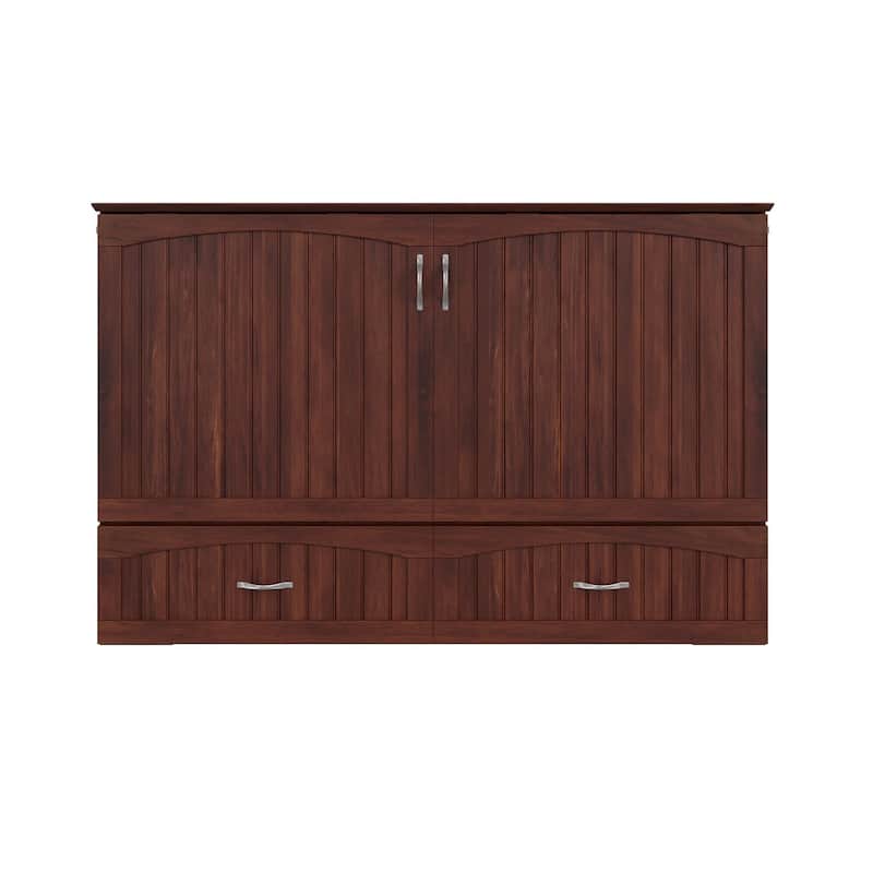 Murphy Bed Chest with 6 inch Memory Foam Folding Mattress, Built-In Charging Station and Storage Drawer, Full