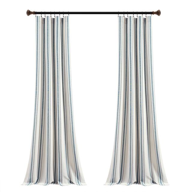Lush Decor Farmhouse Stripe Yarn Dyed Cotton Window Curtain Panel Pair