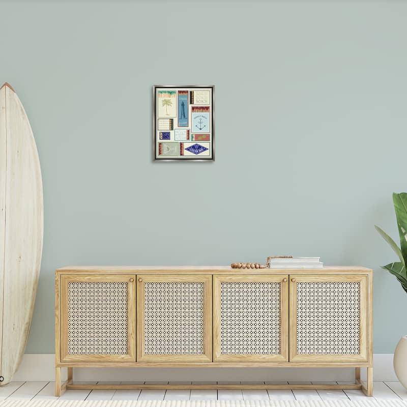 Stupell Nautical Theme Matchboxes Framed Floater Canvas Wall Art Design By Lil' Rue