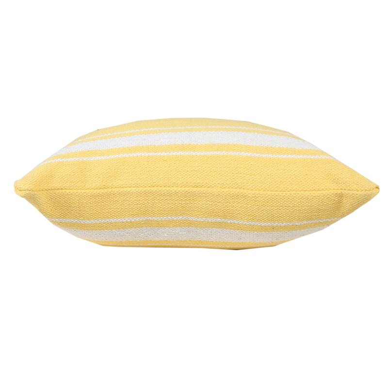 HomeRoots 20" X 20" Yellow And White 100% Cotton Geometric Zippered Pillow
