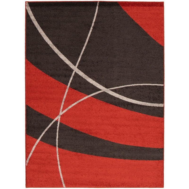 ECARPETGALLERY Cosi Contemporary Rug - 7'10" x 10'2" - Red