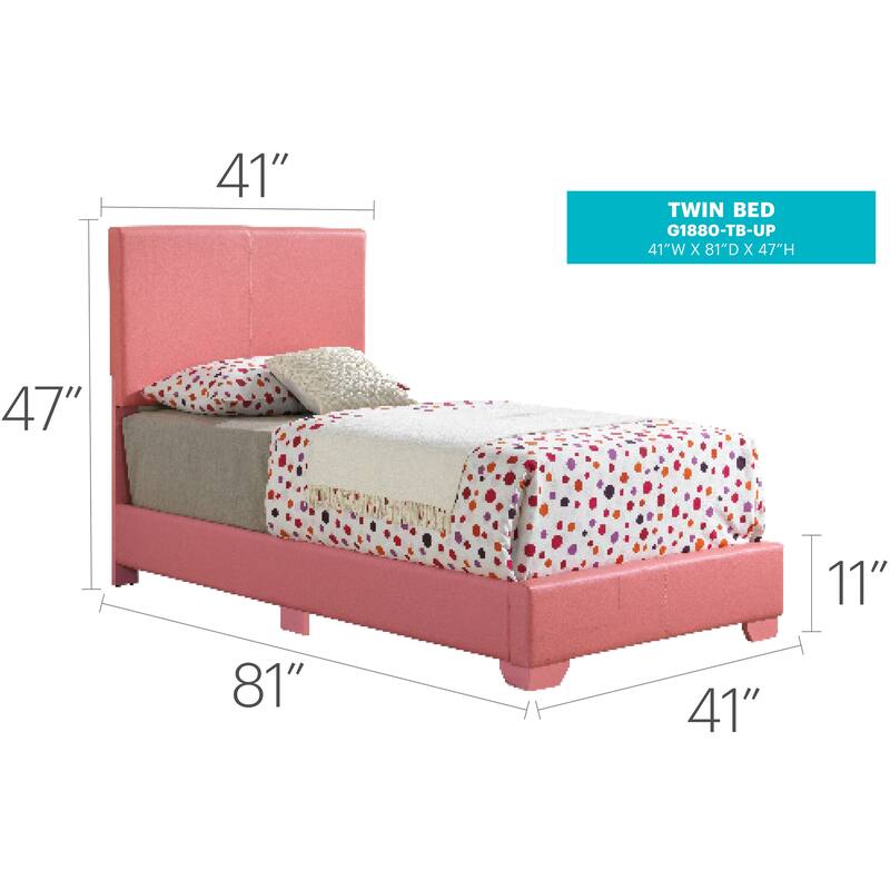 Casual Twin Bed in Pink with Quick Assembly