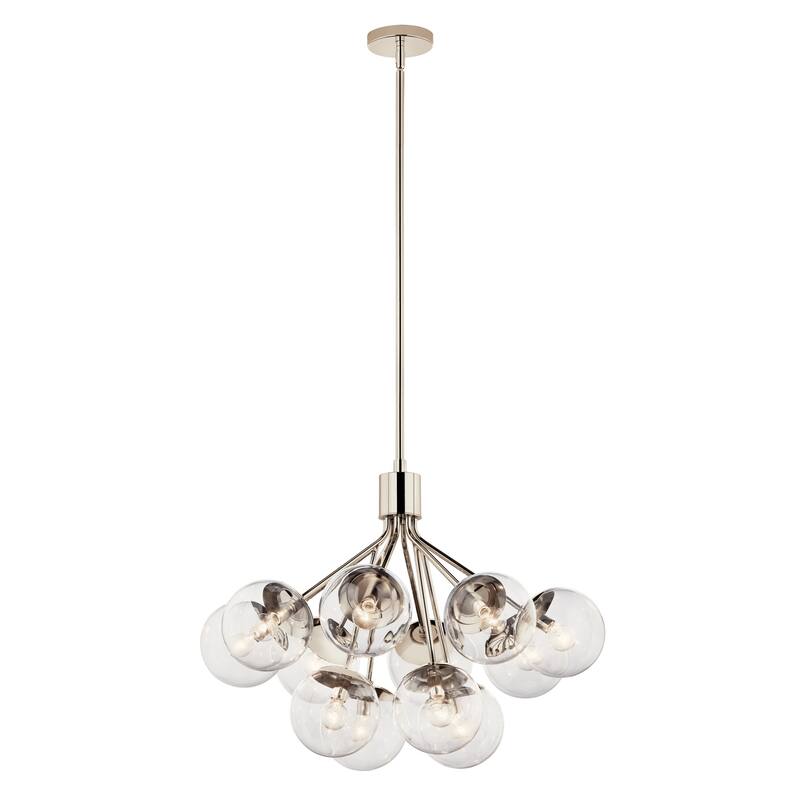 Kichler Lighting Silvarious Clear Glass Convertible Chandelier - 30 in - Polished Nickel