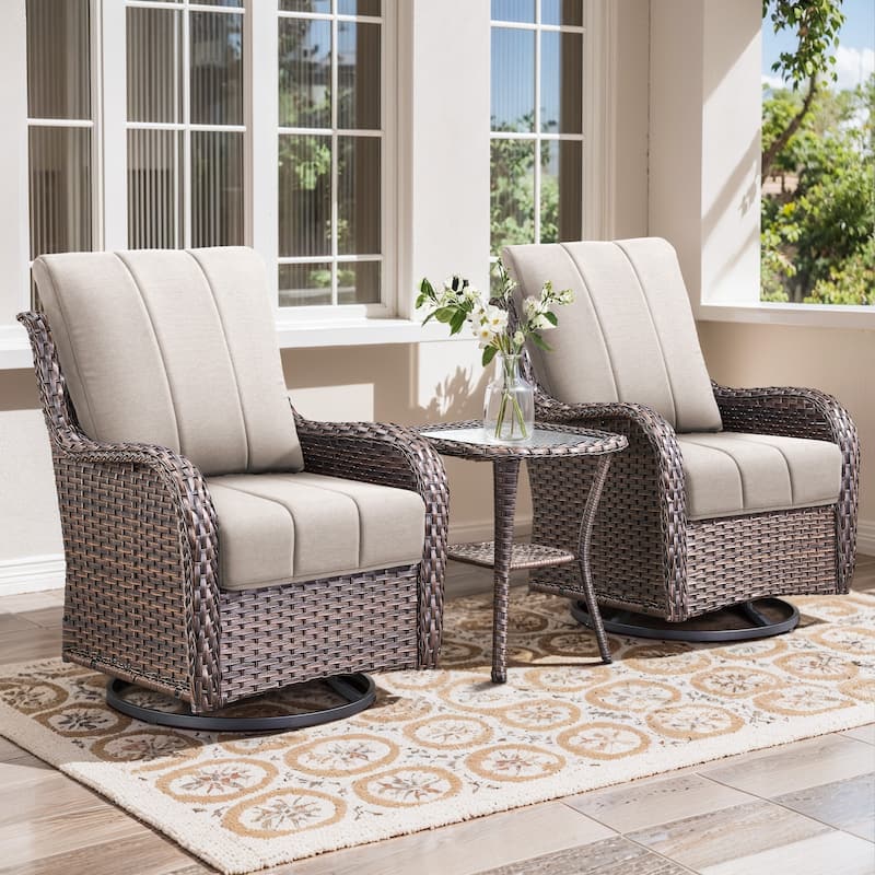 Gymojoy 24"x24"x6" Patio Thick Cushions & Pillows Set - Channel-Tufted Design Deep Seat Water & Fade Resistant Cushion Set