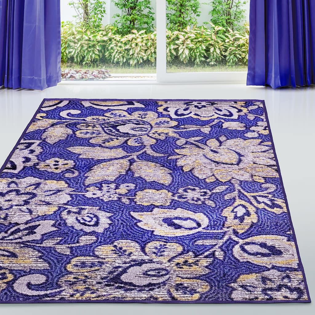 Superior Traditional Non-Slip Classic Floral Indoor Area Rug
